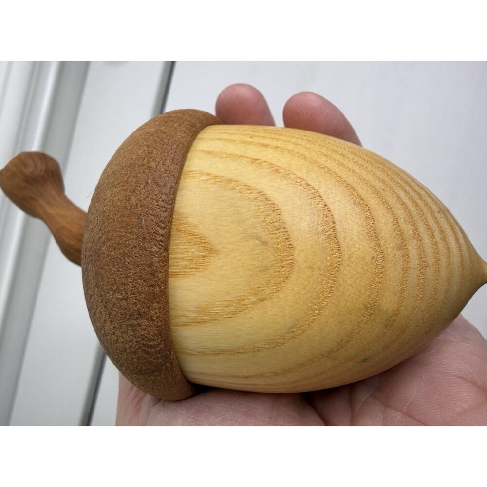 Handmade Wooden Acorn Box Rustic Wood Trinket Container Nature Decor Storage